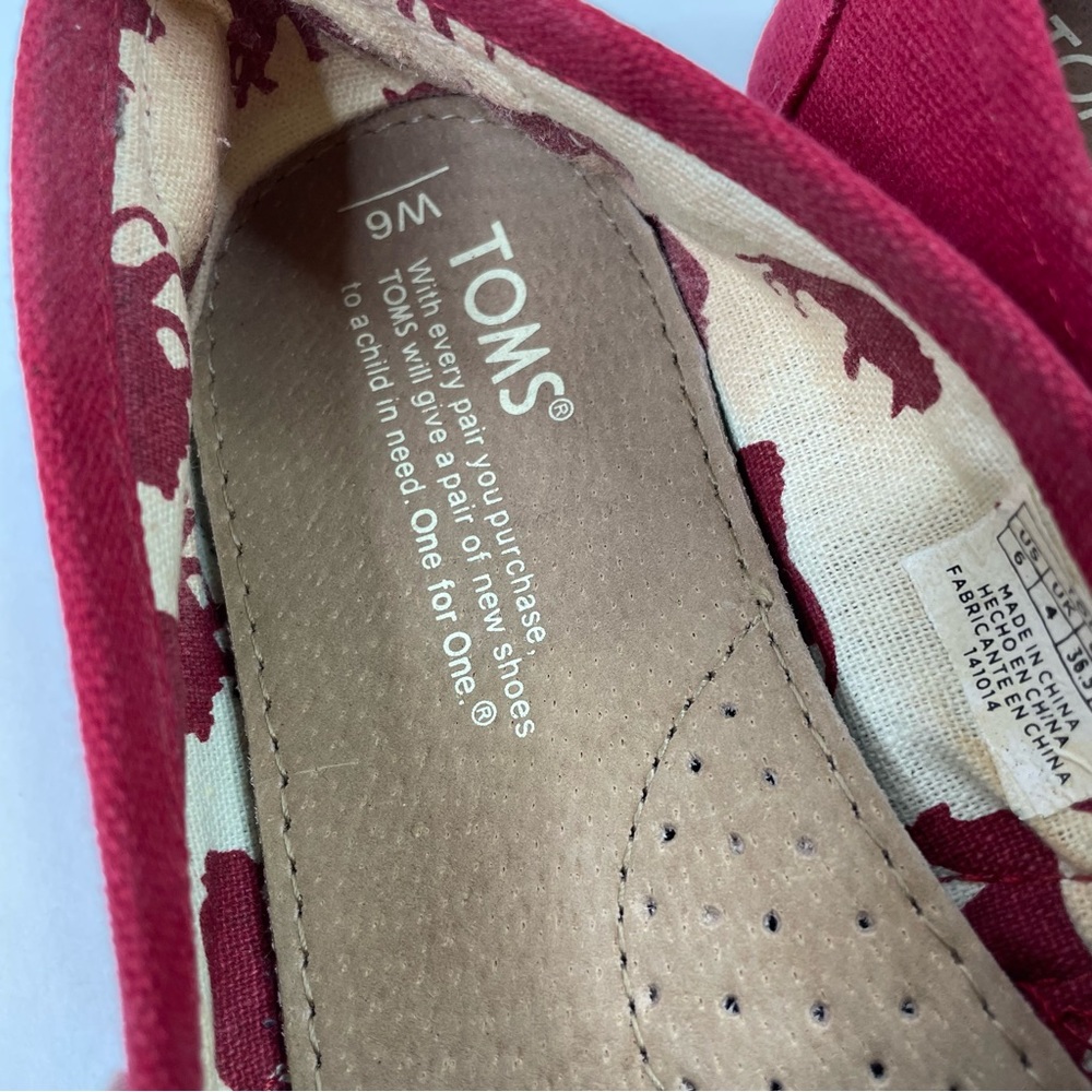 TOMS Red Canvas Espadrille Loafers - Picture 2 of 5